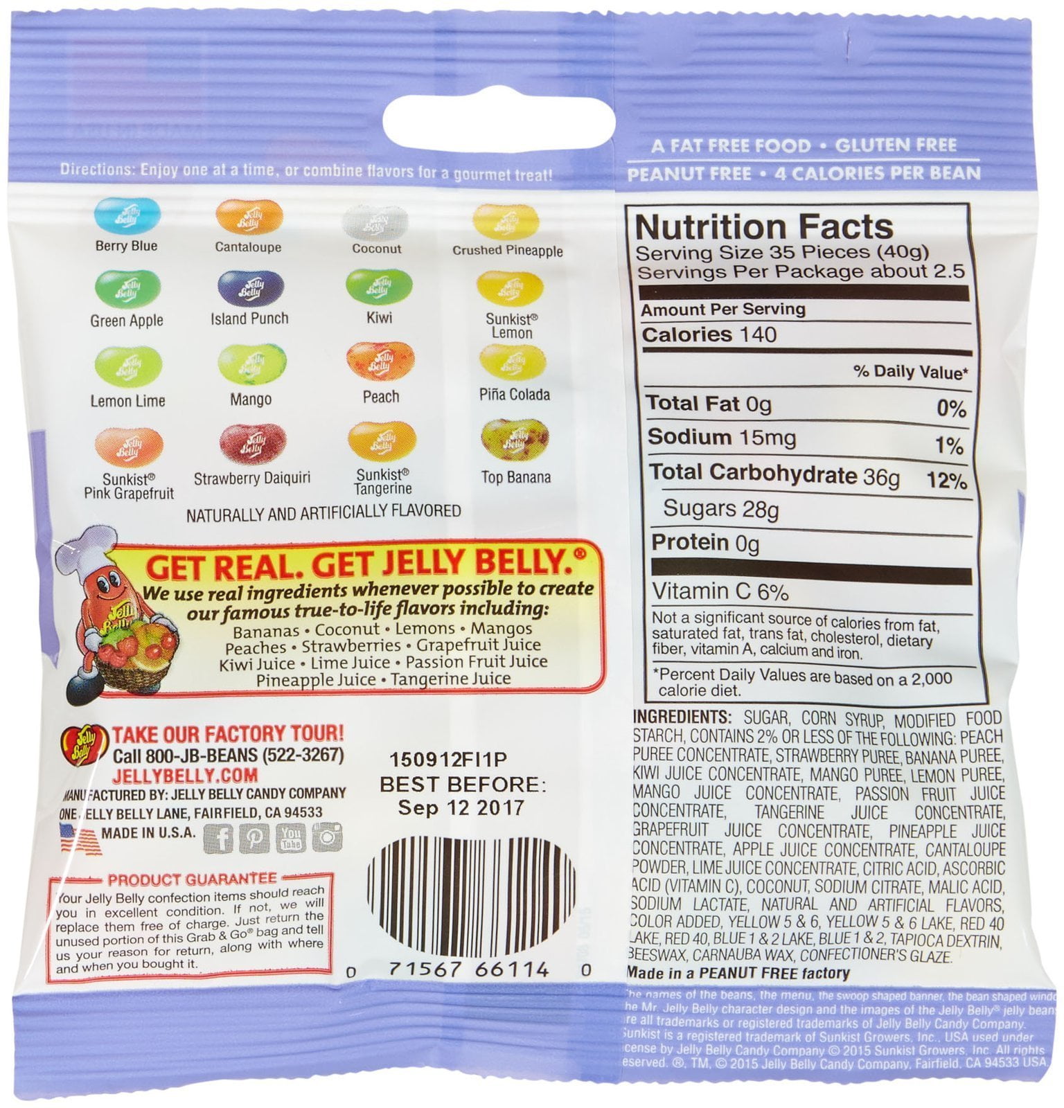 Jelly Belly Assorted Beans - Tropical Mix - 3.5 oz. - 12 Pack RED40