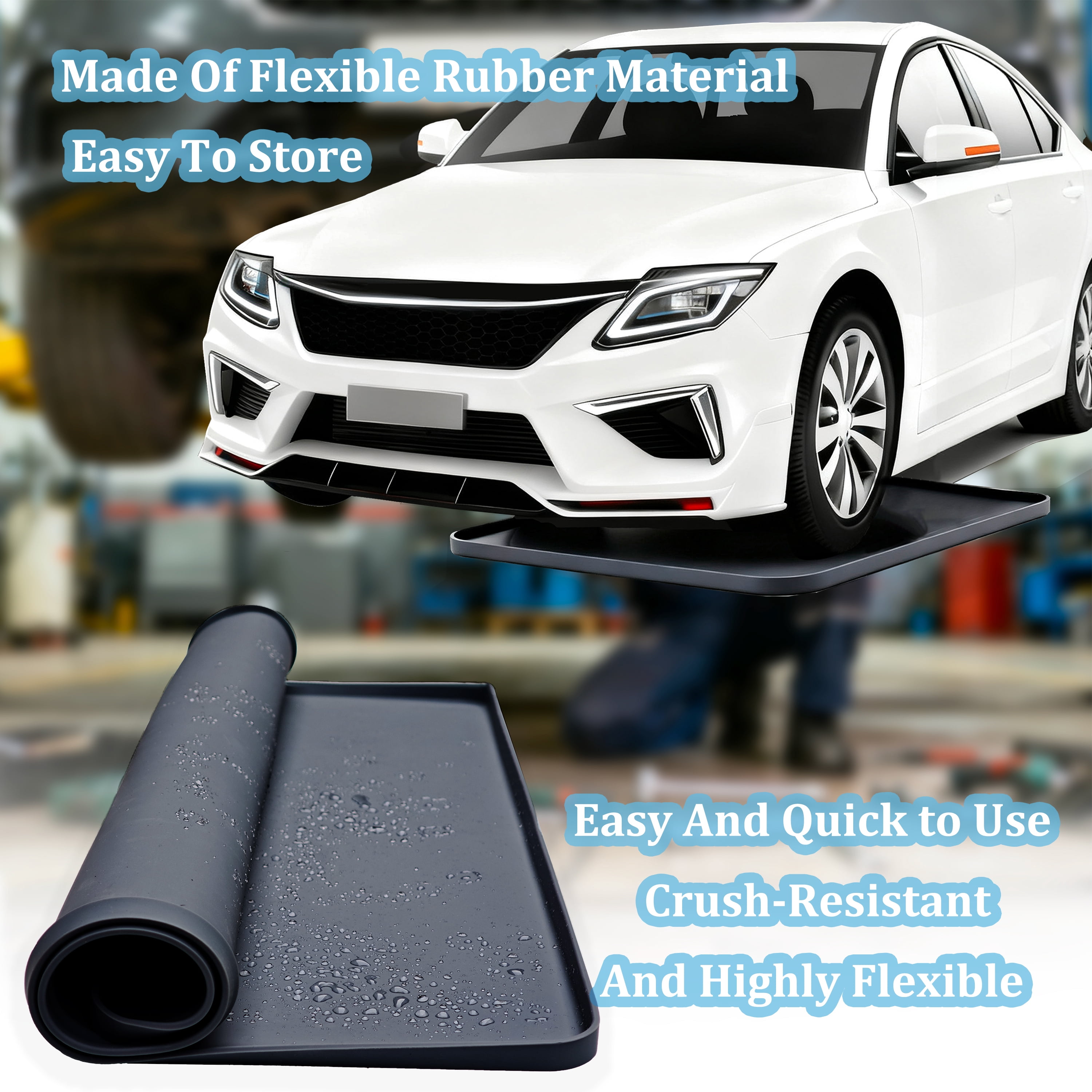 Oil Drip Pan for Under Car, Oil Spill Mat for Garage Floor Driveway Outdoor Oil Drip Tray Waterproof  Silicone Oil Drip Pan No Splatter Non-Slip Oil Catch Pan Easy to Clean Reusable