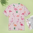 thumbnail image 4 of Flamingo Pattern Women's Short Sleeve T-Shirt Crew Neck Casual Summer Trendy Loose Fit Tops, 4 of 6