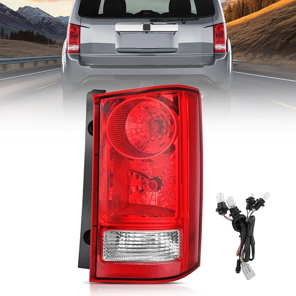 Nilight Taillight Assembly Compatible with 2009 2010 2011 2012 2013 2014 2015 Honda Pilot Red Clear Tail Lights Rear Lamp Replacement OE Style Passenger Side w/Bulbs
