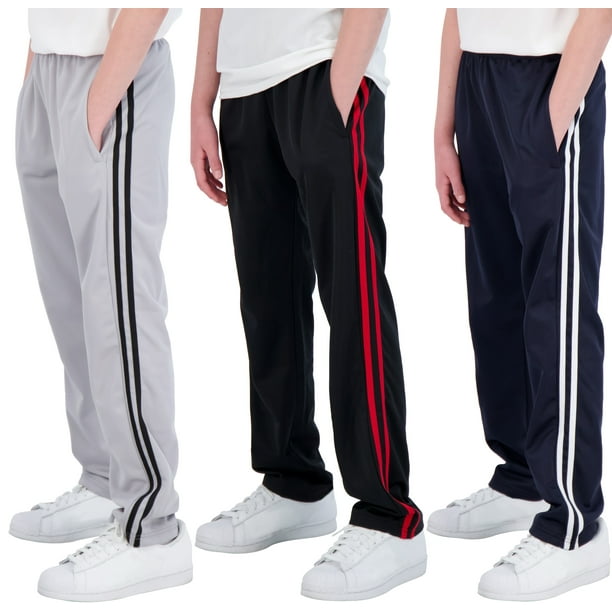 3 Pack: Boys' Tricot Open Bottom Fleece-Lined Sweatpants with Pockets ...