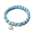 thumbnail image 2 of Ethnic Women Elephant Charm Faux Turquoise Beaded Bracelet Elastic Bangle Gift-, 2 of 6