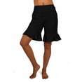 thumbnail image 4 of Tsesme Women's Ruffle Hem Shorts, Summer Knee Length Slim Yoga Flared Pants,Stretch High Waisted Athletic Casual Shorts with Pockets,Black,XXL, 4 of 9