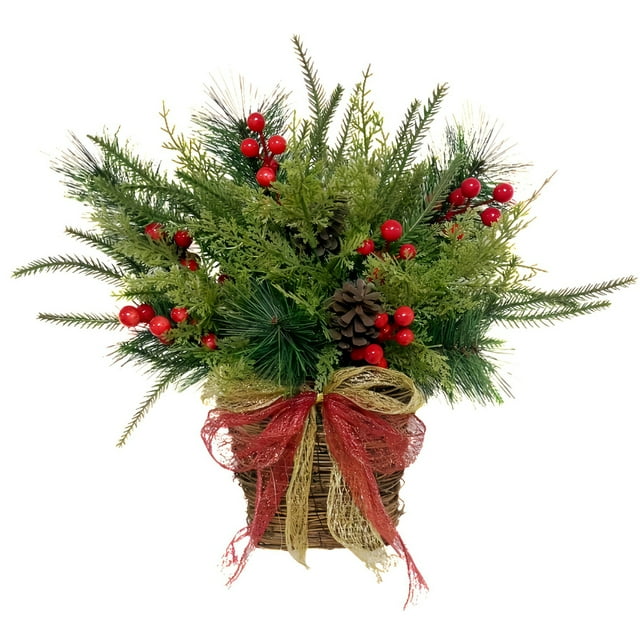 Bewildely Cesta decorativa navideña de plástico resistente para una elegancia duradera Kits de decoración para fiestas