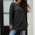 thumbnail image 3 of Women's Winter Loose Versatile One-shoulder Solid Color Mid-length Knitted Sweater for Fall and Winter, Cozy and Chic, Ideal for Seasonal Outfits,Black,Size L, 3 of 6