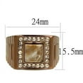 thumbnail image 2 of Mens Ring Coffee light Stainless Steel Ring with Semi-Precious Rain Flower Stone in Brown, 2 of 7