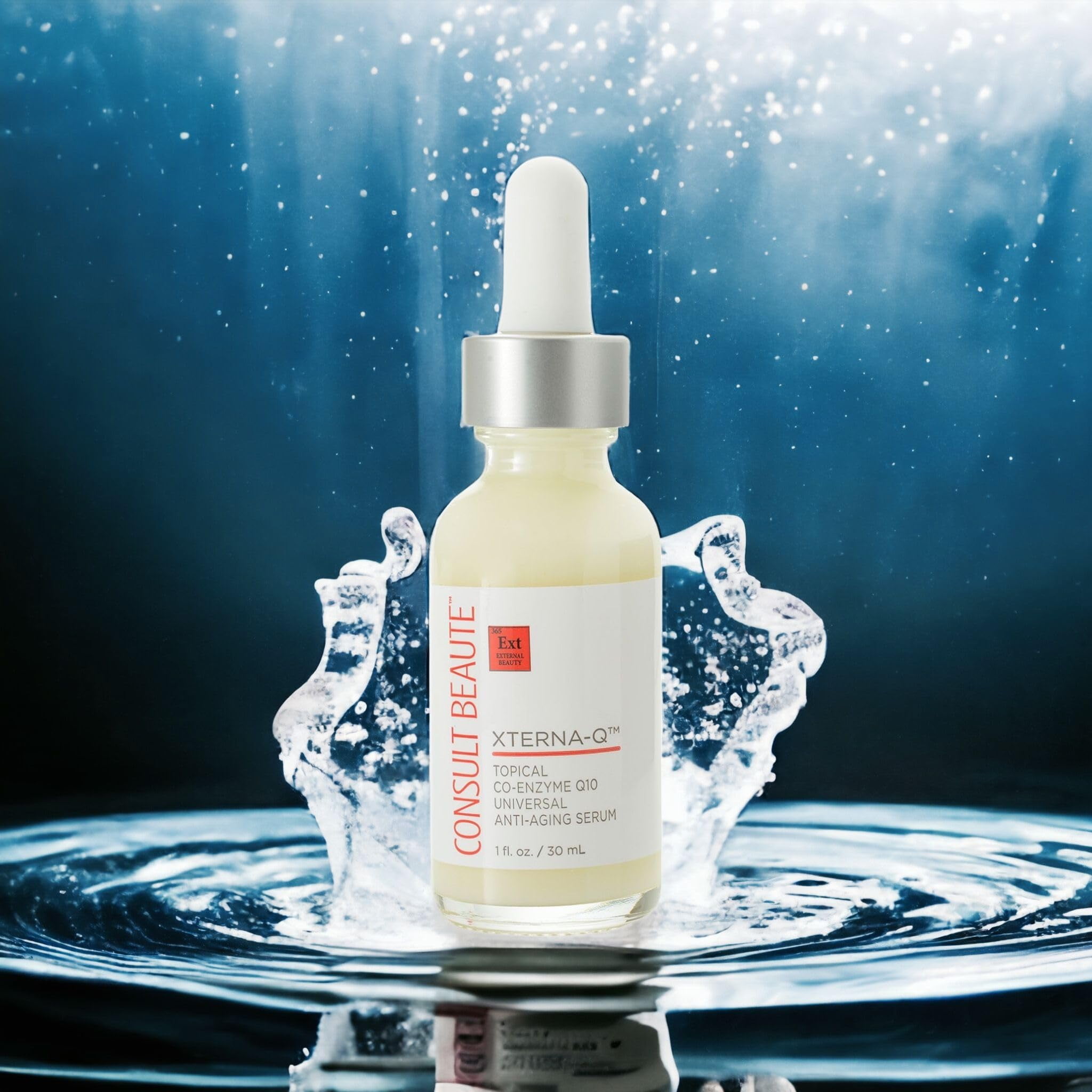 Consult Beaute Xterna-Q Topical CO-Enzyme Q10 Universal Anti-Aging Serum for Face and Neck 1 oz. - CoQ10 Peptides - Bergamot Fruit Oil - Antioxidant Skin Care
