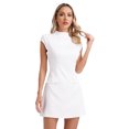 thumbnail image 2 of Yartina Women A Line Mini Dress Round Neck Bodycon Summer Dresses Cap Sleeve Dress White XL, 2 of 7