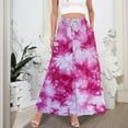 thumbnail image 5 of WTOBBY Women's Stripe Retro Floral Tie-Dye Print Flowy Flared Maxi Skirt with Ruffle Hem, A-Line Elastic Waist Elegant Tiered Bohemian Long Skirt for Vintage Style and Casual Wear,Pink XL, 5 of 5