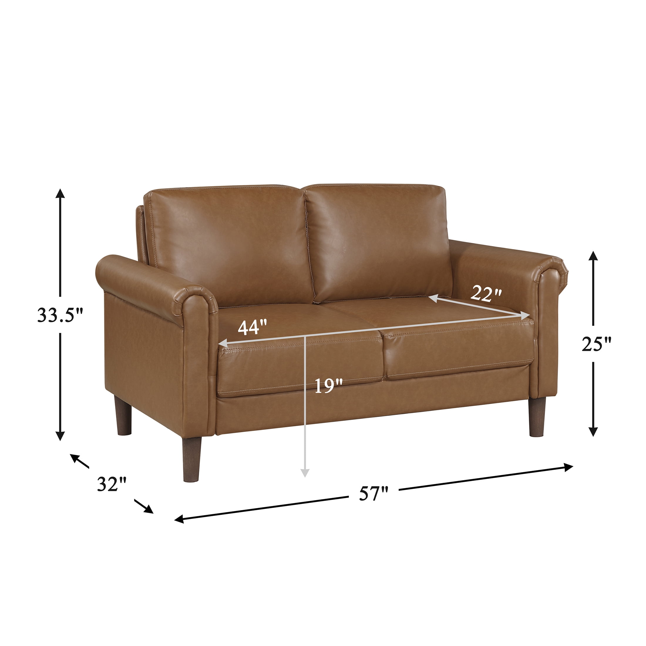 OakvillePark Marlinth Faux Leather Loveseat, Brown