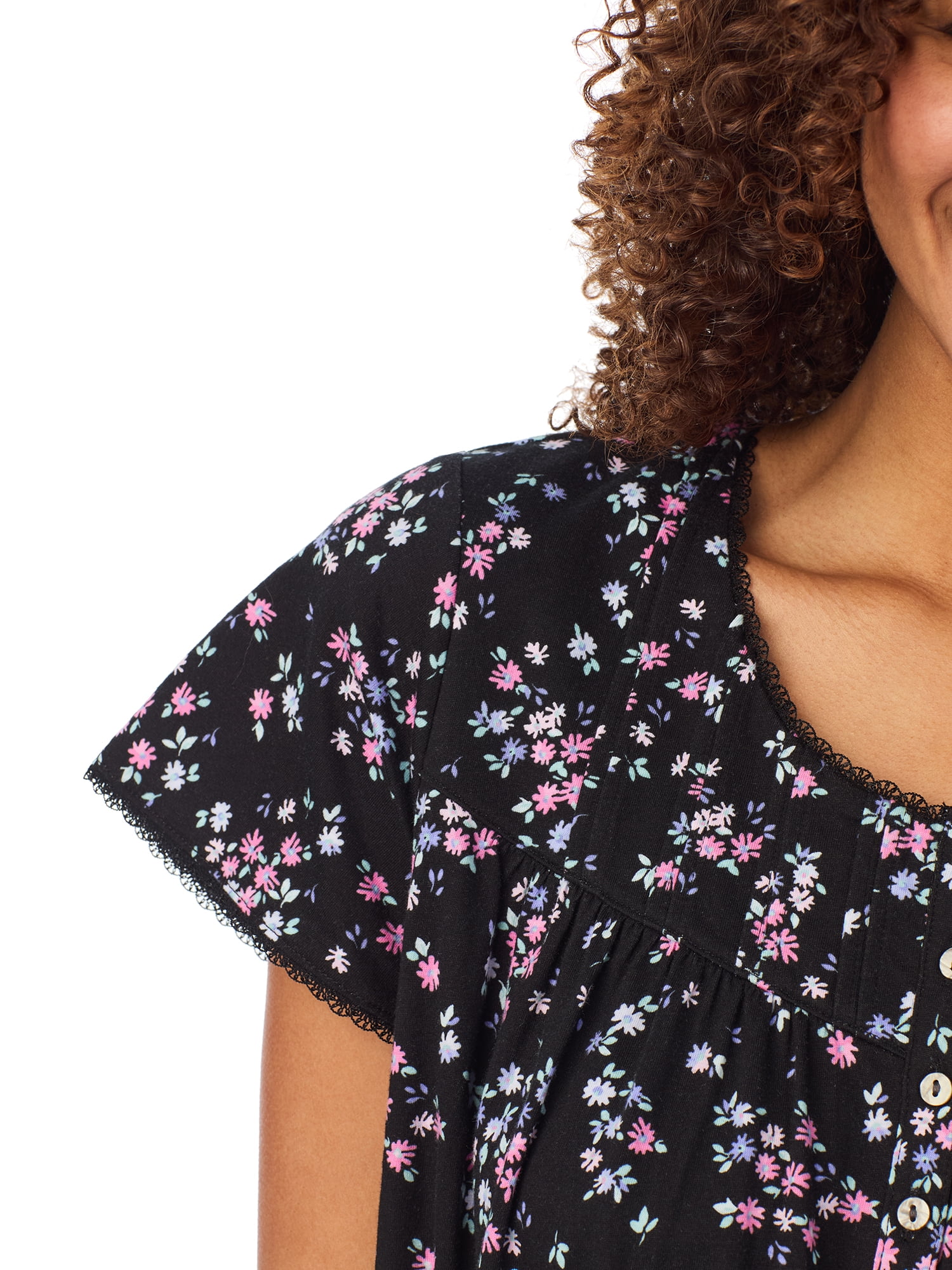 Aria 100% Cotton Short Sleeve Scoop Neck Nightgown with Pockets, Women’s sizes S-5X