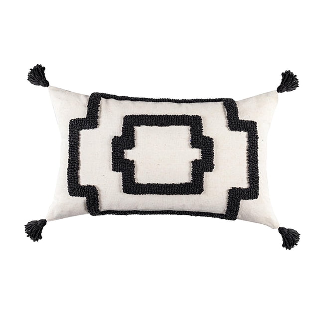 de almohada geométricas borlas tejidas con mechones cremallera Invisible funda de almohada sofá dormitorio sala de decoración casa de Rectángulo 1 Macarena Funda de almohada