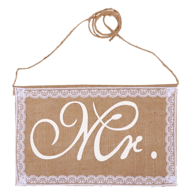 MasteelfCA 2Pcs Mr Mrs Chair Banners Set Burlap Chair Signs with Lace Wedding Photo Props