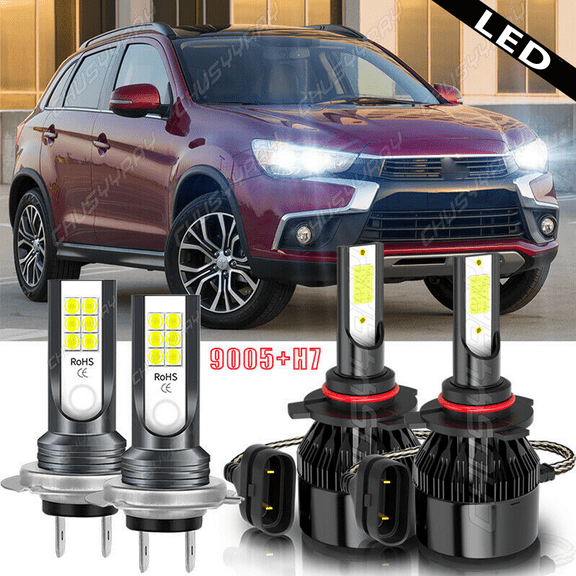 For Mitsubishi Outlander 2014-2018 4x 9005 H7 Headlight LED Combo Bulbs