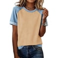 thumbnail image 2 of Sentmoon Chemise en Jean Vêtements pour Femmes Manches Courtes Col Rond Patchwork Coupe Régulière avec Imprimé T-Shirts Extensibles pour Femmes Tendance pour le Travail et le Bureau P-2TG, 2 of 6