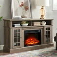 thumbnail image 3 of UHOMEPRO Classic TV Stand with 23" Fireplace Insert and Remote, Entertainment Center with Open and Closed Storage Space, Classic TV Cabinet for TVs Up to 65", Gray Wash, 3 of 9
