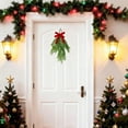 thumbnail image 6 of Artificial Christmas Teardrop Swag 13.78 Inch Winter Greenery Garland with Red Berries Bow Cedar Pine Xmas Door Swag for Front Door Wall Hanging Indoor Outdoor Fireplace Decor, 6 of 7