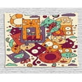 thumbnail image 1 of Urban Graffiti Tapestry, Humorous Doodle of Square Faced Hungry Cats and Fishes Funny Characters, Wall Hanging for Bedroom Living Room Dorm Decor, 60W X 40L Inches, Multicolor, by Ambesonne, 1 of 2