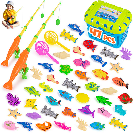 Magnetic Fishing Game 47 pcs, Fish Toy Set with Nigeria