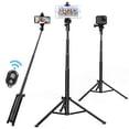 thumbnail image 1 of Selfie Stick Tripod 52 Inch Cell Phone Tripod Stand with Bluetooth Remote Smartphone for iPhone 11 Xs X 6 7 8, Android Cellphone Gopro Camera Mount Portable Monopod Feet Travel Lightweight, 1 of 6