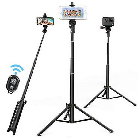 Image of Selfie Stick Tripod 52 Inch Cell Phone Tripod Stand with Bluetooth Remote Smartphone for iPhone 11 Xs X 6 7 8 Android Cellphone Gopro Camera Mount Portable Monopod Feet Travel Lightweight