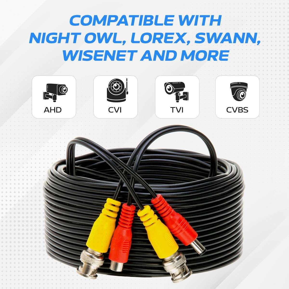 4 Pack of 100FT Premade BNC Video Power Cable – Black Plug & Play Extension Cord for CCTV Cameras, DVRs, Security Systems, Surveillance Equipment, Cables Direct Online