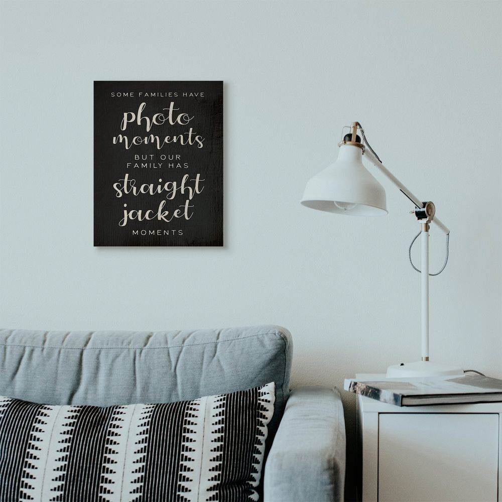 Stupell Industries Straight Jacket Moments Funny Family Word Black Design Canvas Wall Art by Daphne Polselli