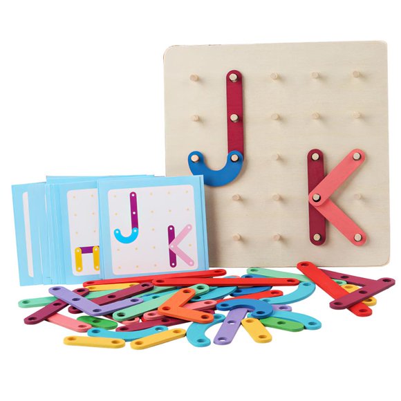 Rompecabezas De Tablero Geométrico, Bloque De Matriz De Geoplano De Madera, Juguete Educativo Gráfico Con Matriz De Rompecabezas De 20 Tarjetas Para Regalo, Jardín De Infancia En Casa Yuarrent FN002656-00