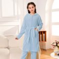 thumbnail image 2 of LUOGENLI Pajamas Girls Christmas Pajamas Size 7-8 Cotton Girls' Pajamas for Autumn and Winter Baby Coral Dress Home Wear Bathrobe Girls Christmas Sleepwear Size 8-10 Shorts Set Light Blue 11-12 Years, 2 of 3