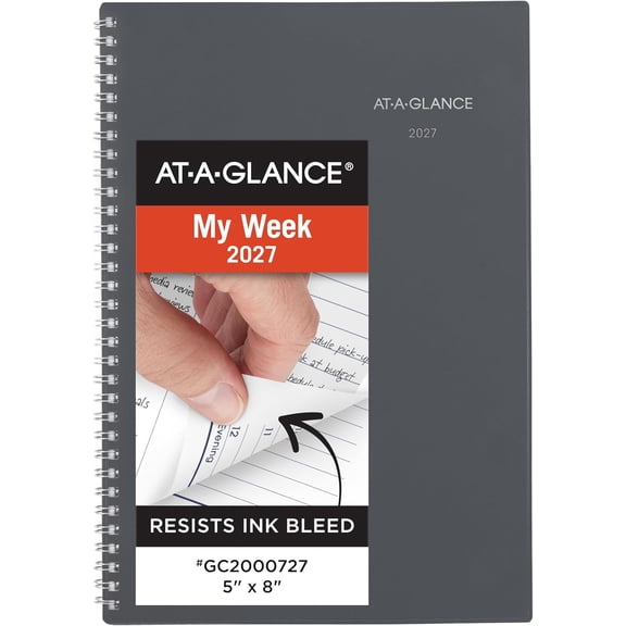 2027 Planner, Weekly & Monthly, 5" x 8", DayMinder, Gray (GC2000727)