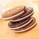 thumbnail image 3 of Espejo de maquillaje redondo plegable portátil con forma de galleta de chocolate, 3 of 7