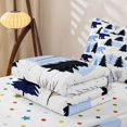 thumbnail image 5 of Manfei Forest Bear Zipper Queen Comforter Set with Fitted Sheet and 2 Pillowcases, Waterclor Rustic Animal Zipper Bedding Set, White Navy, Polkadot Reversible, 4 Pieces, 5 of 7