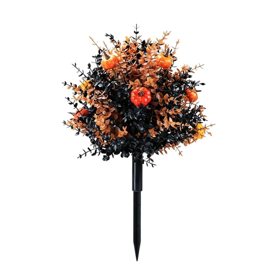 Halloween Artificial Flower Garden Stake - Orange Decorative Stake for Yard, Vase, or Planter, Seasonal Outdoor Indoor Decor