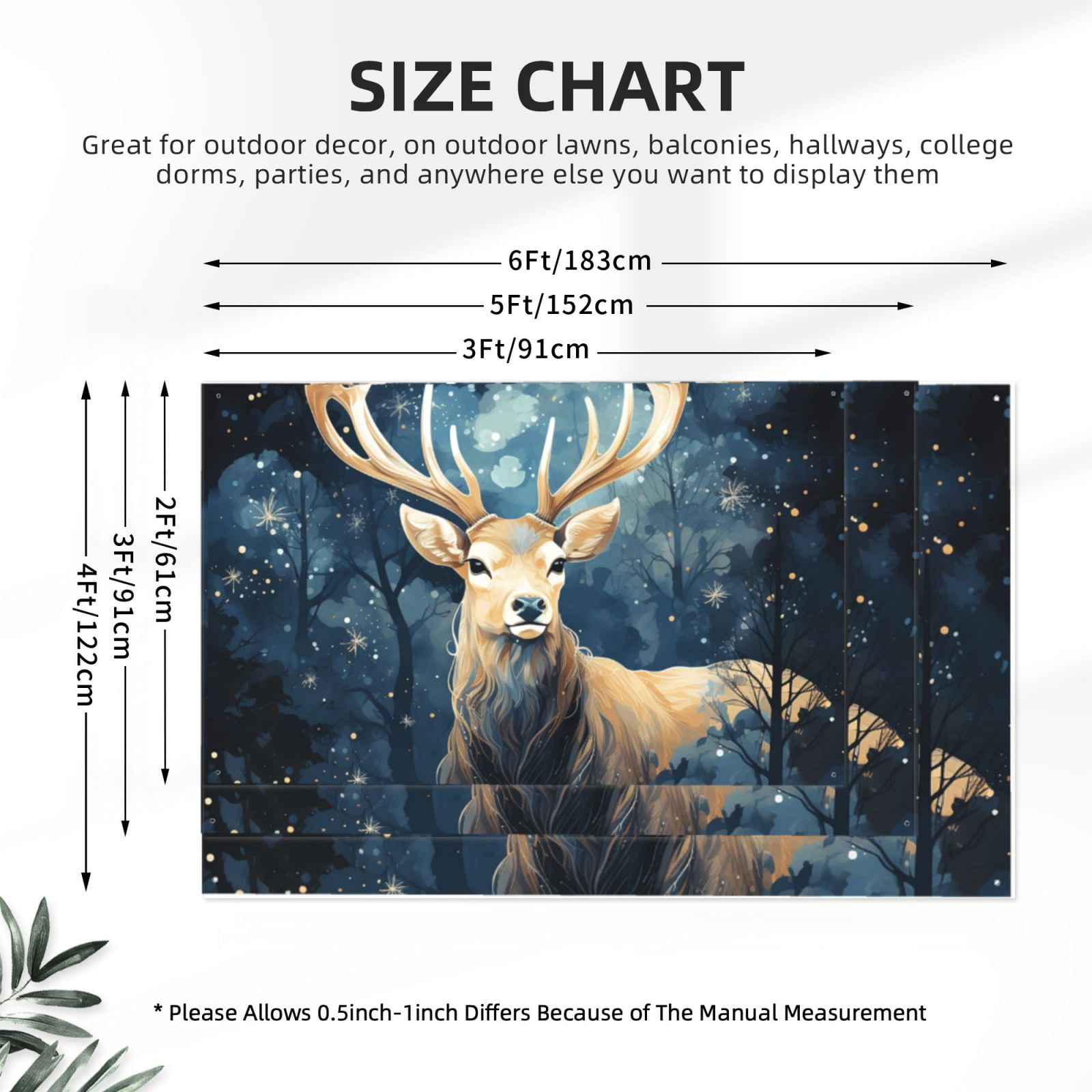 Antler Whitetail Deer Hunting Art Four Hole Decorated Banner Flag for Garden Yard Home Decoration Indoor Outdoor 4x6 Ft