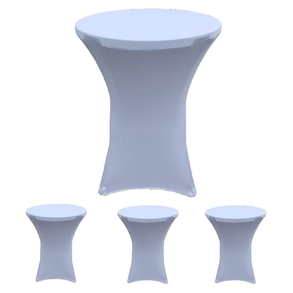 4 Pack 32 Round x 43" Tall Spandex Fitted Table Cover for Folding Bar Height Tables (4 Pack, White)