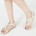 thumbnail image 2 of Ecetana Womens Flat Sandals Rhinestone Pearl Beach Sandals Clip Toe Summer Sandals for Women, 2 of 5