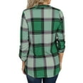 thumbnail image 4 of Okbop Womens Winter Tops,Fashion Plaid Print Long Sleeve Breathable V-Neck Shirt Tops Pink Blouse Neon Shirt, 4 of 6