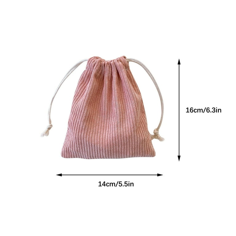 Corduroy Drawstring Pouch Organizer, Multi-Use Storage Bag for
