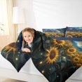 thumbnail image 4 of Homewish Galaxy Starry Sky Bedding Comforter Set,Countryside Sunflower Twin Comforter Sets,Blue Green Yellow Bedding Set For Men Women,Breathable Home Decor Reversible,2-Piece, 4 of 8