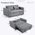 thumbnail image 6 of Bonzy Home 3 in 1 Convertible Sleeper Sofa Bed, 2-Seater Futon Couch with Storage Pockets, Adjustable Backrest & Pillows for Small Space, Living Room, Gray, 6 of 8