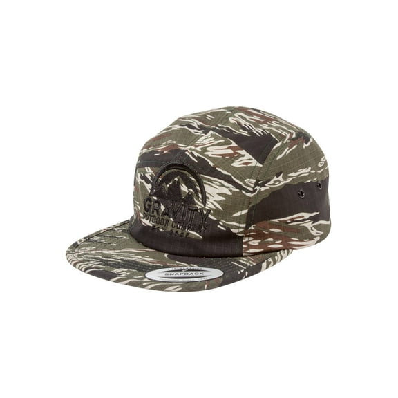 Gravity Outdoor Co. 5 Panel Hat - Camouflage - Black Logo