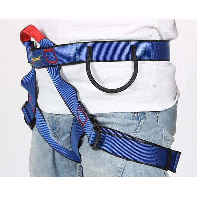 Arnés de escalada Cola ajustable cinturón de medio cuerpo de escalada en roca de seguridad azul