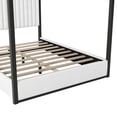 thumbnail image 6 of Harper & Bright Designs Queen Size Canopy Platform Bed with Channel Upholstery Tufted Headboard, Gold Metal 4 Post Canopy Bed Frame for Boys Girls Adult, Black White, 6 of 13