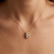 Pompeii 1/2ct Three Stone 3 Diamond Pendant 14K Yellow Gold (H,I1-I2)