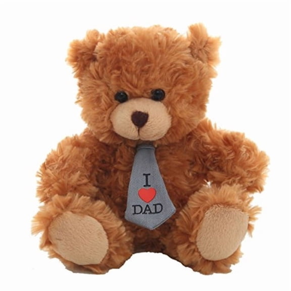 Plushland Adorably Bear Mocha Brown, Plush Stuffed Animal Toy Wearing Tie With Message On I Love DAD, For kids and Superb Gi