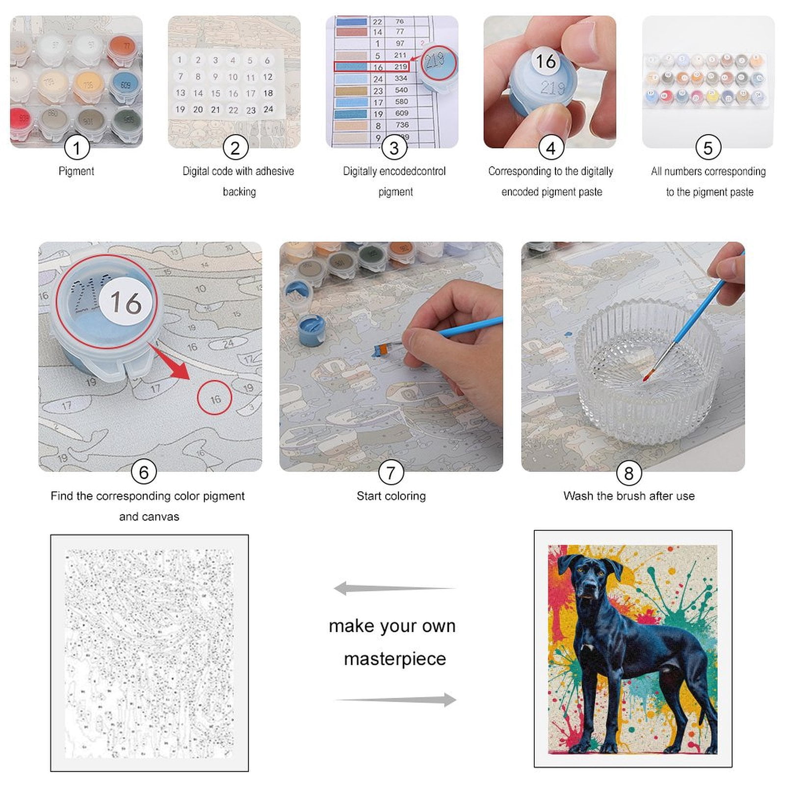 Paint By Numbers Kit for Adults Beginner - DIY Dog Art Color Splash Background Canvas Painting Kits for Adults, Frameless Paint By Number for Adults for Home Wall Decor 16x20 Inch