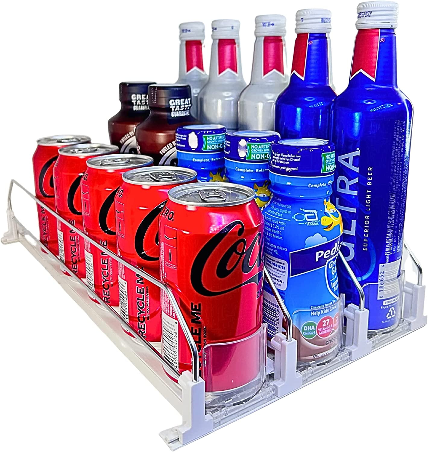 Drink Organizer for Fridge, Plastic Drink Dispenser for Fridge with