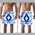 thumbnail image 3 of luoweisi Men's Beach Shorts Quick Dry Swim Trunks with Mesh Lining Blue and White Geometry 2XL, 3 of 5