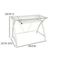 thumbnail image 5 of Flash Furniture Jude Clear Tempered Glass Computer Desk with White Pull-Out Keyboard Tray and White Crisscross Frame, 5 of 11