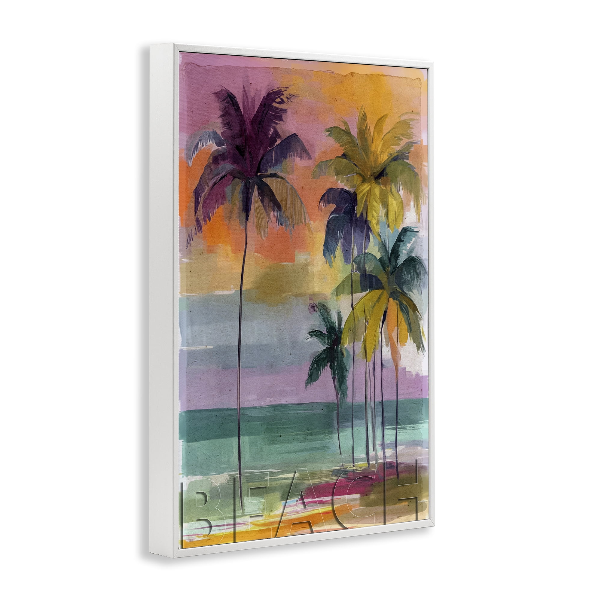 Stupell Industries Crayon Beach at Sunset White Framed Giclee Art, design by Annabelle Hall